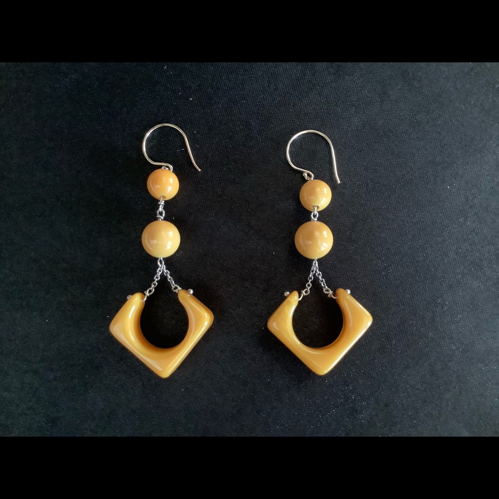 Authentic 1950’s Bakelite Butterscotch Earrings
